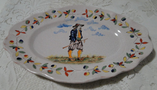 Grand plat ancien oval faience - ancien,