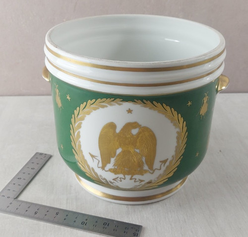 Ancien cache pot décor aigle - décor,