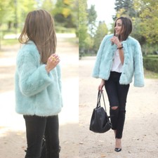  ZARA BLUE FUR COAT CELEBS