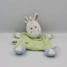 Doudou plat cheval vert bleu