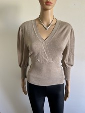 Pull doré pailleté à manches longues Caroll taille 40 excellent état (petit)