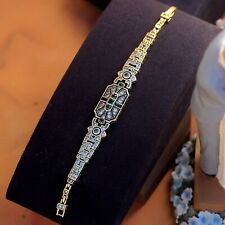 Bracelet Doré Antique Art Deco CZ Vert Vintage 1920s Style Mariage SC11