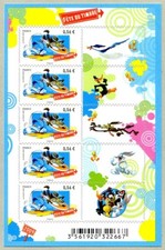 Feuillet F271 - Mini-feuillet Bip Bip et Vil Coyote font du surf - 2009