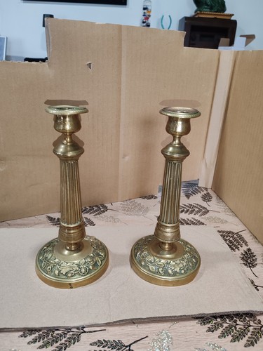 Paire bougeoirs empire en - de,