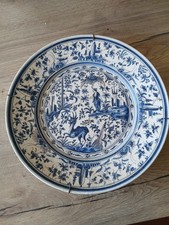 plat ancien  camaïeu de bleu