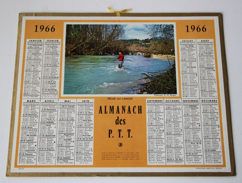 Calendrier almanach ptt 1966 - almanach,