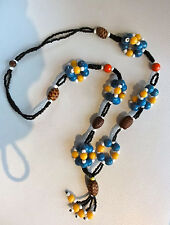 COLLIER "ETHNIQUE"/ PATE DE VERRE BICOLORE/ MICRO BILLES ONYX MIROIR/ANNEES 80 !