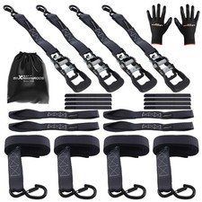 Sangle d'Arrimage 2.4m for Moto VTT Auto 2363kg Cliquet Kit Noir 4pcs