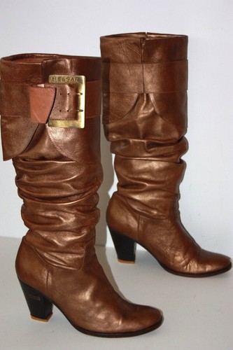 Helsar bottes cuir plissé - cuir,