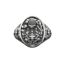 Bague chevalière unique en argent pour hommes en calice sacré, bijoux en...