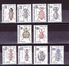 France 1982-83, Timbres Taxes,  2 séries insectes MNH, YT 103-108 et 109-112