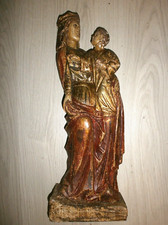 H.45cm /Grande STATUE BOIS/LA VIERGE A L'ENFANT/RESIGNEUX?/ESPAGNE?ART POPULAIRE