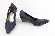 MYMA Escarpins Pointus Talons Compensés Cuir Bleu Marine T 37 Excellent état