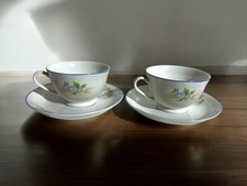 ☕️ 2 Soucoupes Tasses a Café Décors Florale Bleu Vintage
