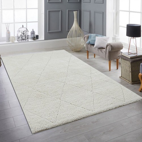 Tapis poils longs crème - tapis,