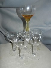 LOT de 6 Coupes Verre à Champagne Champenoise Cristal BAYEL Jambe Creuse Ancien 