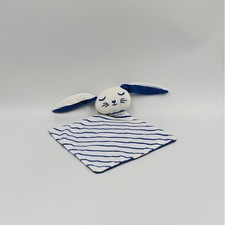 Doudou plat lapin blanc bleu