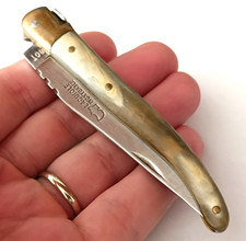 couteau pliant laguiole le sabot 10 cm corne véritable inox vintage France knife