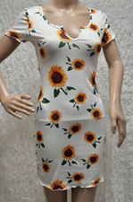 RBF48/ Belle Et Douce Nuisette Blanche Motifs Tournesols  Finition Boudon   T 36