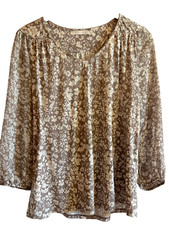 ARMAND THIERY blouse tunique beige et blanc  taille 42