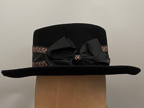 New vintage black wool felt - wool,