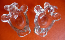 2 OURSONS EN CRISTAL ART VANNES FRANCE VIDE POCHE CENDRIER