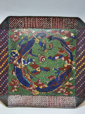 Ancien Plateau A Opium Signé Emaux Cloisonnés Chine Japon XIXÈME Siècle Dragon 