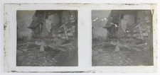 Maison détruite France Guerre 14-18 WW1 Photo Stereo Plaque de verre