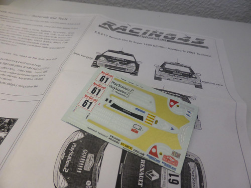 Decals renault clio rs - 1:43,