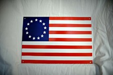 US Flag Stars & Stripes Porcelain Sign Soda Fountain Gas Garage Oil 16" X 11"