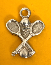 2) TENNIS RACKETS 1,6 g - 1,5 cm Vintage sterling silver bracelet charm