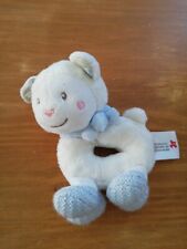 Doudou Hochet Nicotoy Simba Toys Mouton Agneau Blanc Bleu Chaussons Laine Grelot