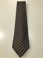 *** CRAVATE MARRON RAYÉE BLEUE 100% SOIE VICOMTE ARTHUR NEUVE ***