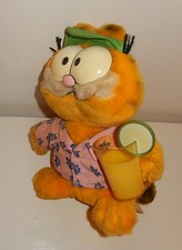 Rare peluche chat GARFIELD vacances Hawaï BD vintage DAKIN 23 cm 1980's