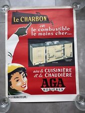 Affiche originale AGA ROSIERES Cuisinière & chaudière vers 1950 - dim 60 x 80 cm