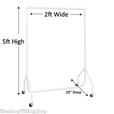 Porte-Vêtements Super Résistant Blanc 2 Pieds De Long X 5 Pieds De Haut