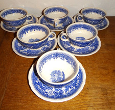 6 Tasses et Sous Tasses Café Thé Burgenland Bleue en Faïence de Villeroy et Boch