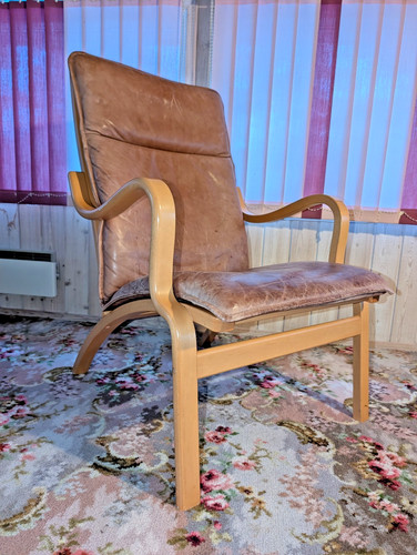 Fauteuil cuir vintage - cuir,