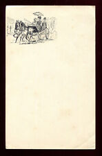 MENU ANCIEN . dessin original à la plume . voiture . calèche