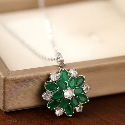 Collier fleurs femme - collier, vert