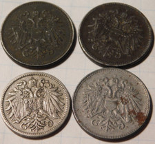 Monnaie HELLER 1908 1916 1918 Aigle impérial bicéphale couronné blason AUTRICHE