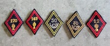 Lot varié de 5 anciens écussons insignes tissu militaires divers corps C56