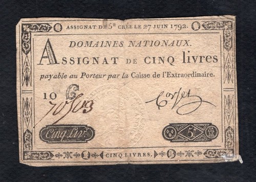 Assignat livres 1792 etat b - livres,