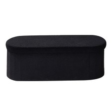 Uimoso Banc de rangement ovale pliable en tissu polaire noir pour bout de lit