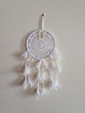 Attrape rêves blanc crochet et plume Diamètre 17 cm Neuf sous blister
