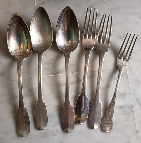 Lot couverts ancien argent - couverts, en