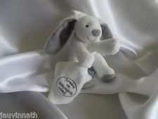 Doudou lapin blanc et son mouchoir, attache tétine, Doudou et compagnie (cie)