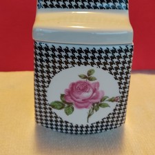 DISTRIBUTEUR PAPIER TOILETTE PORCELAINE KALGA PIED DE POULE ROSE RÉTRO