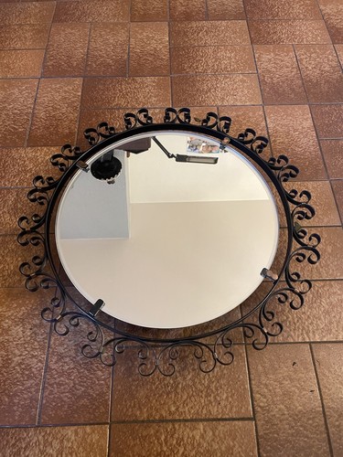 Miroir éclairé rond fer - miroir,