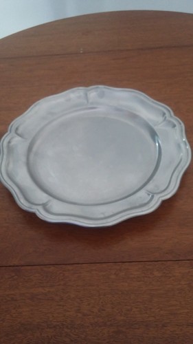 Ancien plat rond creux inox - plat, en